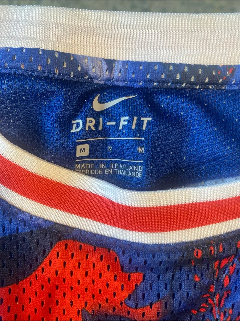 Nike Blue, Red & White Dri-FIT Camo Basketball Tank
